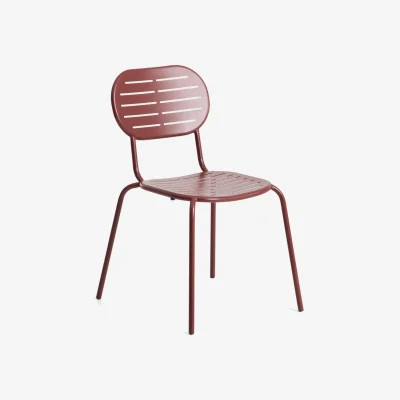 Kave Home Brai outdoor stackable chair in burgundy galvanised steel
