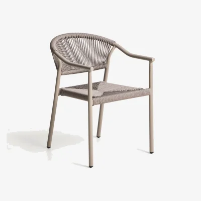 Kave Home Livadia stackable outdoor chair in taupe aluminium