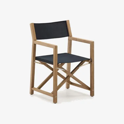 Kave Home Vilara black outdoor folding chair made of FSC 100% solid acacia wood