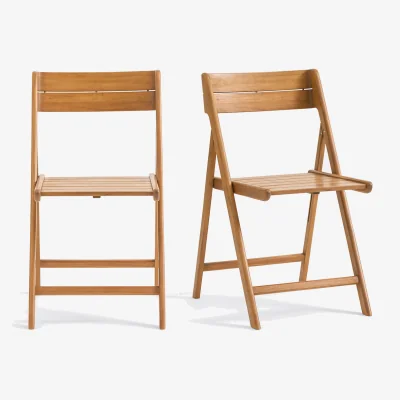 La Redoute Set of 2 Tikao Solid Acacia Folding Garden Chairs