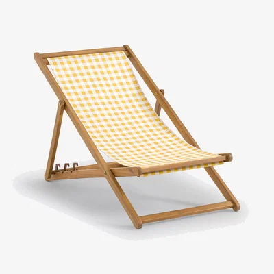 La Redoute Veldi Acacia & Gingham Canvas Deck Chair