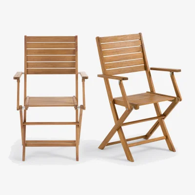 La Redoute Set of 2 Napli Acacia Garden Armchairs