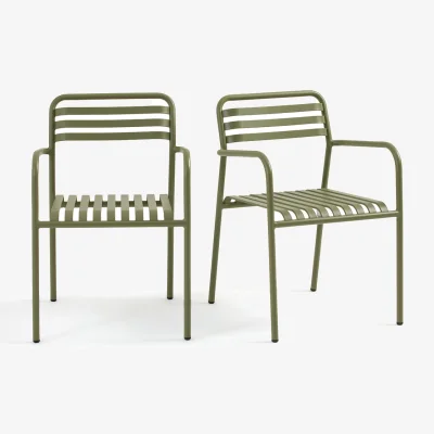 La Redoute Set of 2 Manni Aluminium Garden Armchairs