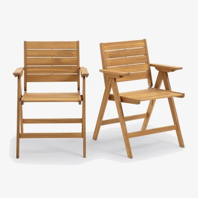 La Redoute Set of 2 Réalto Folding Acacia Garden Armchairs
