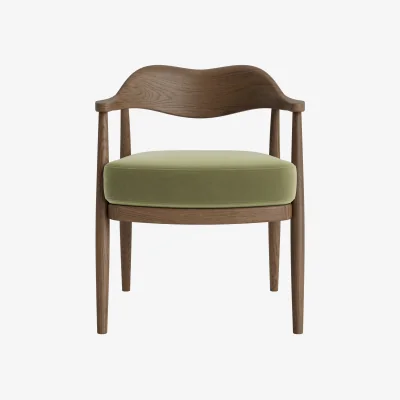 Loaf Dweller Kicthen Chair (Gardening Glove Green Clever Velvet, Dark Oak)
