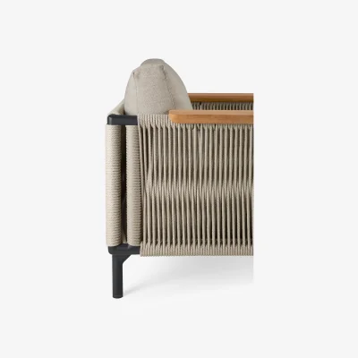 Nordic Nest Ethnicraft Corbey Outdoor lounge chair with cushion Aluminium black-Oyster