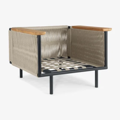 Nordic Nest Ethnicraft Corbey Outdoor lounge chair Aluminium black