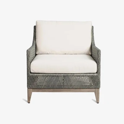 OKA OKA, Albert Armchair - Smoke Grey, Garden Seating, Resin/Wood, Geometric
