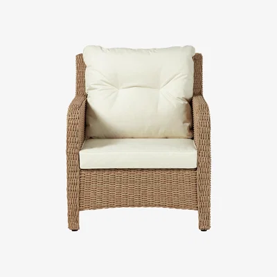 OKA OKA, New Hampshire Armchair - Off White, Garden Seating, All Weather Rattan