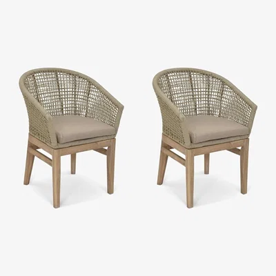 Olivia's Garden Trading Set of 2 Lynton Dining Chairs with Arms Grey