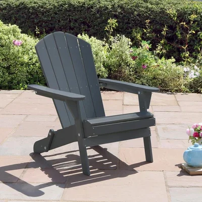 Downtown Zest Garden Jasmine Wooden Folding Chair - Dark Grey