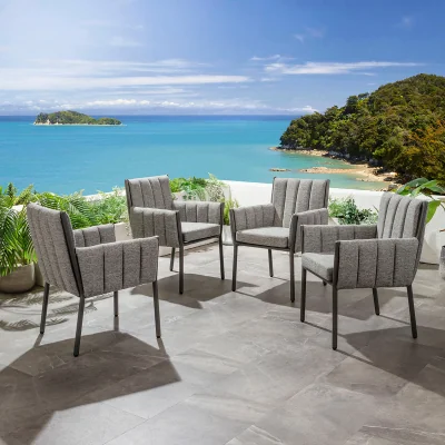 Quatropi Set of 4 Milano Premium Outdoor Fabric Garden Dining Chairs Grey