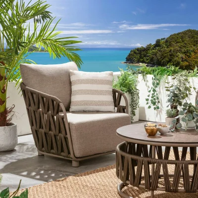 Quatropi Modern Aluminium Outdoor Garden Armchair Brown Rope 84cm