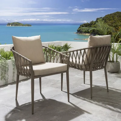 Quatropi Verity Modern Aluminium Outdoor Garden Dining Chair Beige