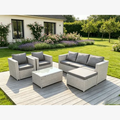 The Range Lounge Outdoor PE Rattan Garden Furniture Set 2 Armchair - Light Grey Mixed