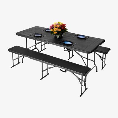 The Range Heavy-Duty Folding Table Beer Bench Chair Garden Picnic Portable Furniture Set - Black / Folding Table & Bench - Black