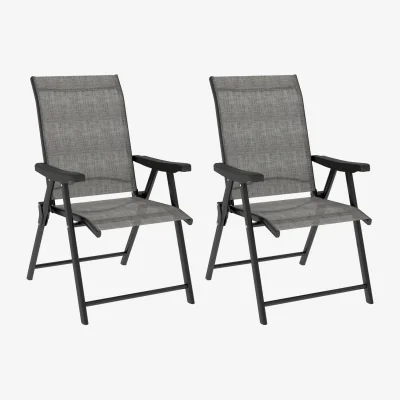 The Range Maleli Set of 2 Black and Grey Folding Outdoor Chairs