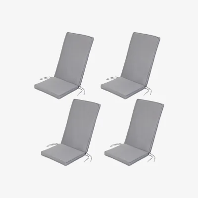 The Range Outdoor Garden Dining Chair Cushion High Back Seat Pad with Secure Ties - Grey / 4