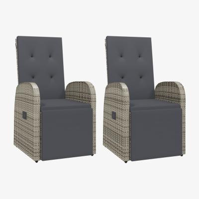 The Range 2 set outdoor Reclining PE Rattan Chairs with Cushions - Grey