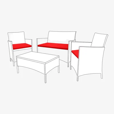The Range 3pc Water-Resistant Garden Rattan Chair Cushion Seat Pads - Red