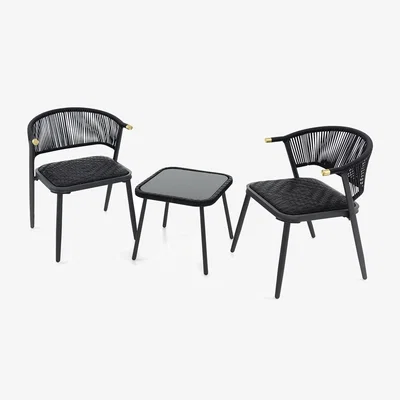 The Range 3 PCS Garden Chair Table Set - Black