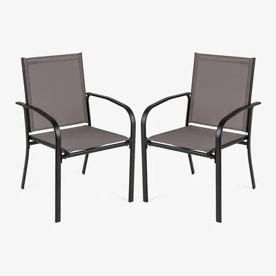 The Range Set of 2 Outdoor Stackable Sling Chairs - Grey