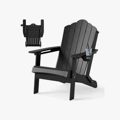 The Range Garden Folding Adirondack Chair - Black