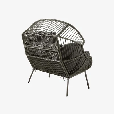 The Range Egg Grey Indoor  Outdoor Rattan Double Chair - Grey