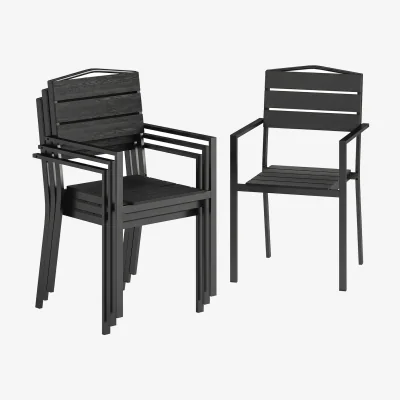 The Range Outsunny Garden Chairs Set of 4, Garden Dining Chairs, HDPE Seat - Black