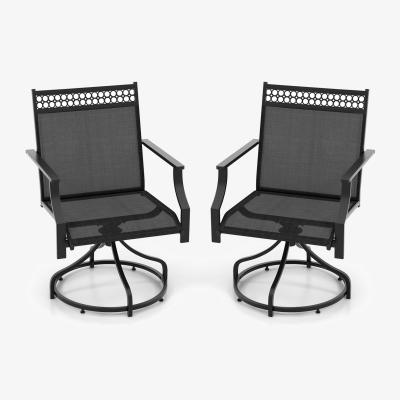 The Range Set of 2 Swivel Garden Chairs - Grey