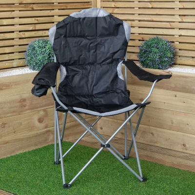 The Range Luxury Padded High Back Folding Outdoor, Camping, Fishing Chair - Black