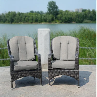 The Range Abrihome Set of 2 Outdoor PE Rattan Dining Chairs - Brown