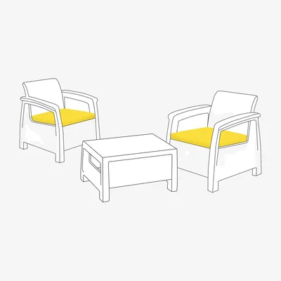 The Range Outdoor Rattan Chair Cushion Garden Keter Furniture 2pc Seat Pads - Yellow