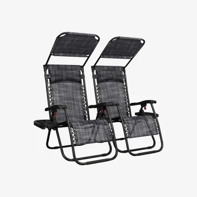 The Range Yaheetech Outdoor Zero Gravity Lounge Chairs with Sunshade - Grey 1 Recliner - Grey