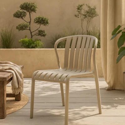 The Range Ollioules Putty Grey Slatted Outdoor Dining Chair - Grey
