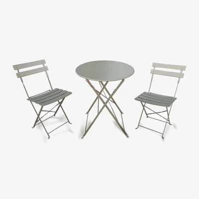 The Range Metal Bistro Garden Foldable Table Chairs Balcony Set - Tan