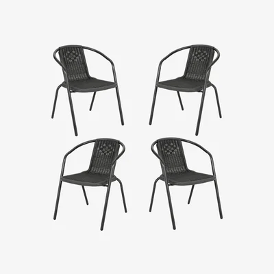 The Range 4 Pack Garden Chairs PE Rattan - Black