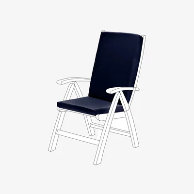 The Range Water-Resistant Highback Garden Chair Seat Pad Outdoor Cushion  - Navy