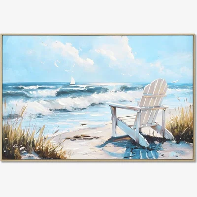 The Range Seashore Deck Chair Framed Art - Blue
