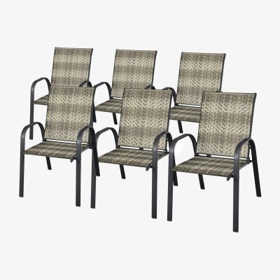 The Range 6Pcs Outdoor PE Rattan Stacking Dining Chairs - Grey