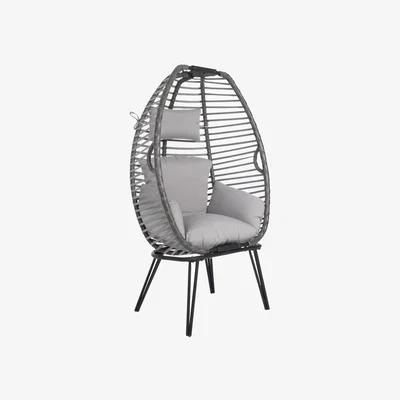 The Range Egg Shaped Chair Wicker  Rope Basket Grey Outdoor Furniture - Grey