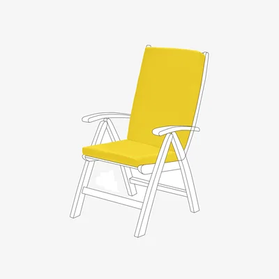 The Range Water-Resistant Highback Garden Chair Seat Pad Outdoor Cushion  - Yellow