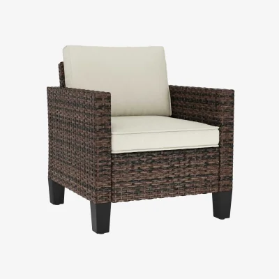The Range Sune Rattan Brown Outdoor Armchair with Cream Cushion