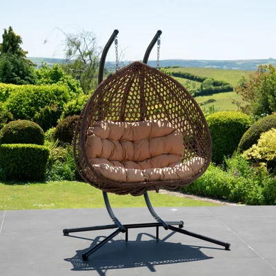 The Range Alston Double Garden Hanging Egg Chair - Brown - Brown