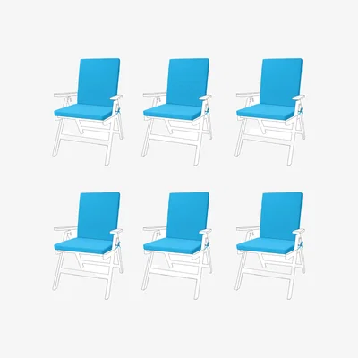 The Range Outdoor High Back Garden Chair Seat Cushion Pad with Ties - Turquoise / 6