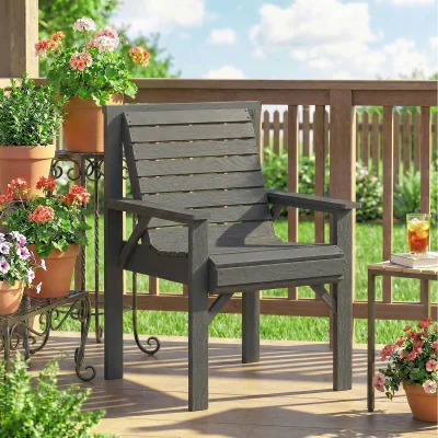 The Range Outsunny Garden Dining Chair with Curved Seat - Grey