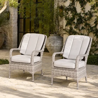 The Range 2-Piece Outdoor PE Rattan Dining Chairs - Warm White
