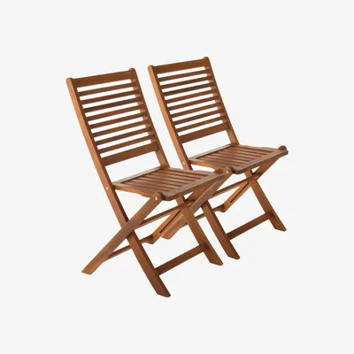 The Range FSC Acacia Wood Pair of Outdoor Foldable Chairs - Natural Wood