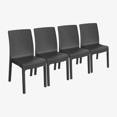 The Range 4x Nilufer Rattan Effect Garden Dining Chairs Outdoor Patio Chair - Anthracite