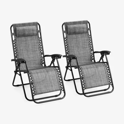 The Range Folding Zero Gravity Garden Chairs Set of 2 - Grey / 90cm